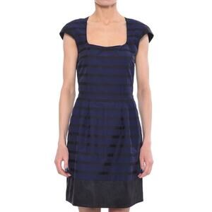 Patrizia Pepe Preppy Sheath Dress Size 4 Navy Blue Stripe Career Minimal Paris